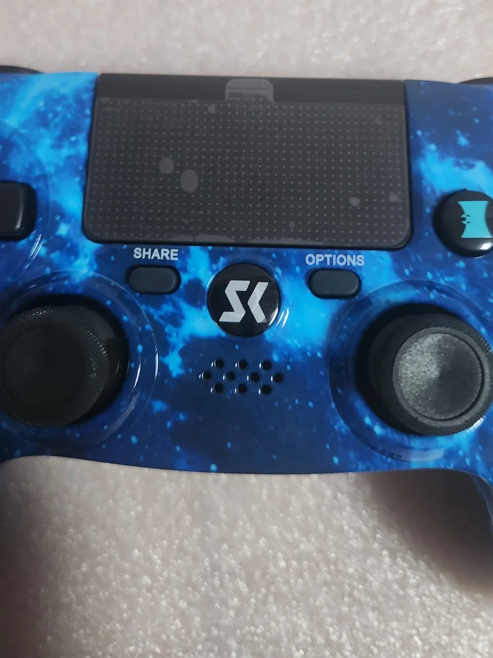 Aiko Blue Galaxy Wireless Gaming Controller with USB Cable and Thumbstick Caps